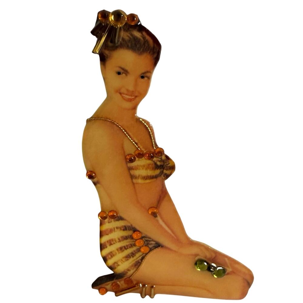 Pinup girl pin OOAK handmade